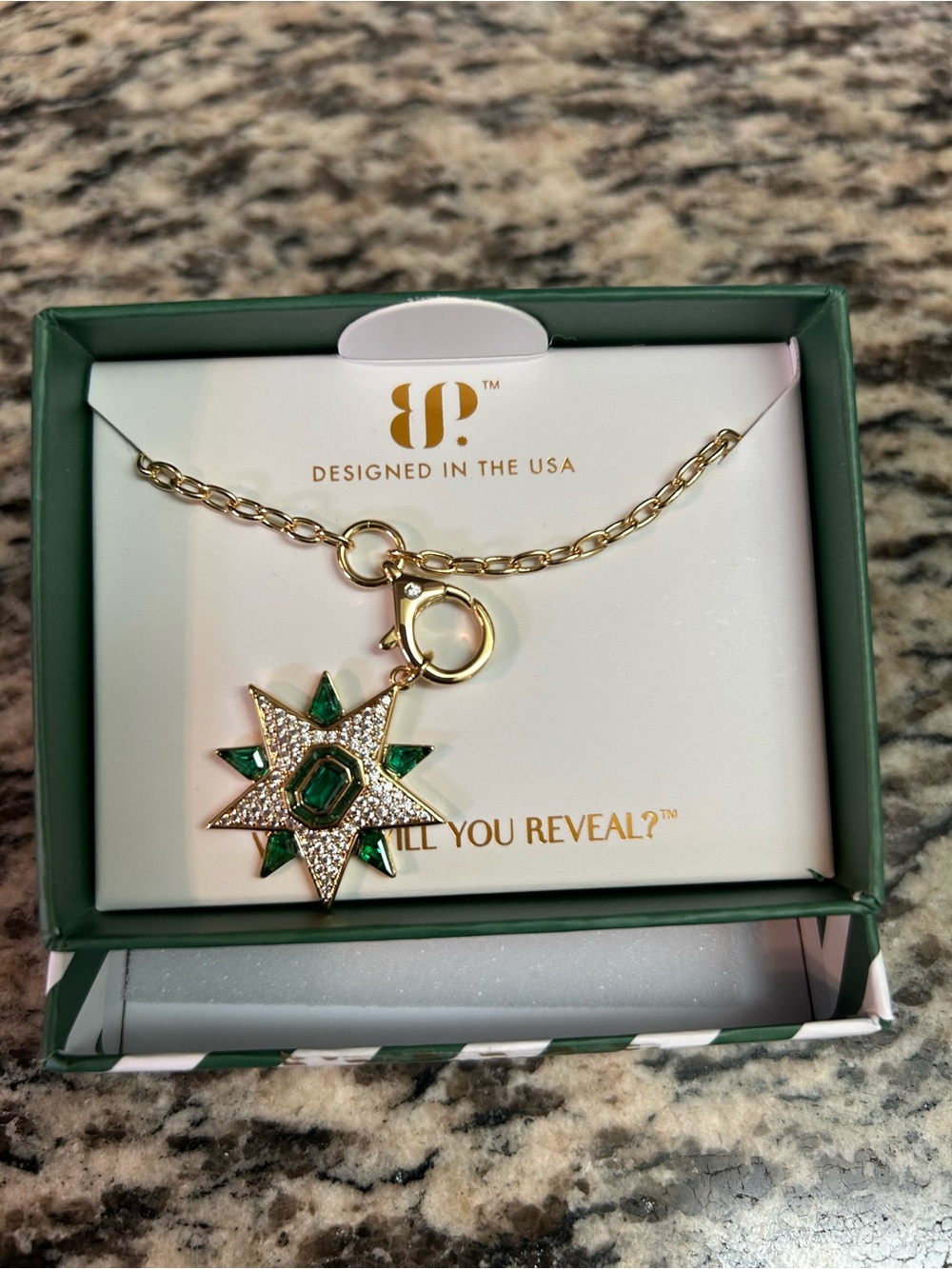 May 2026 Star Necklace with Emerald Green Stones